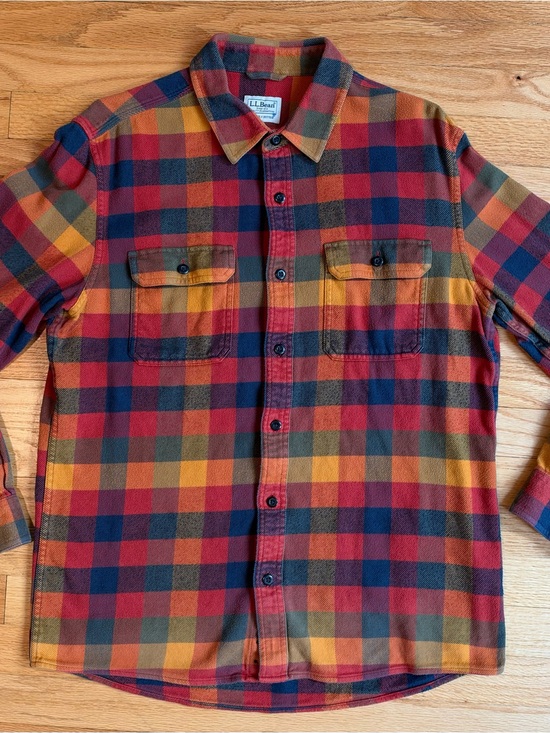 L.L. Bean Other - L.L. Bean Men's Red/Blue Multi Plaid Flannel Shirt Organic Cotton